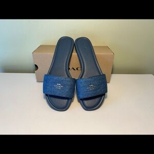 Coach Denim Slide Sandals in Blue